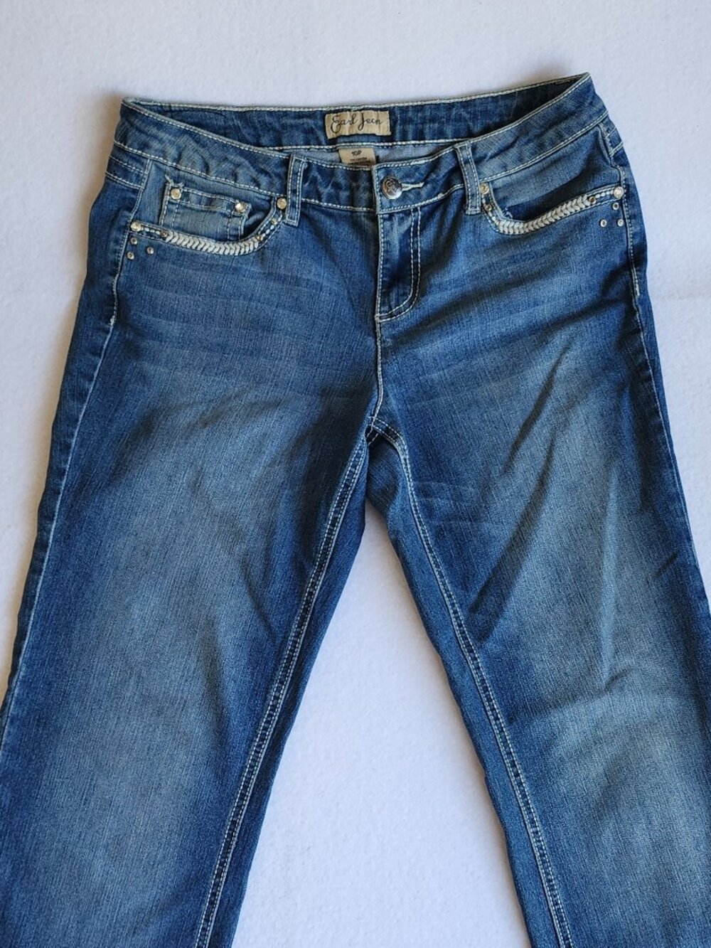 Earl Jean Rhinestone Embellished Pocket Denim Jeans Size 10P (32x28) - FLAW